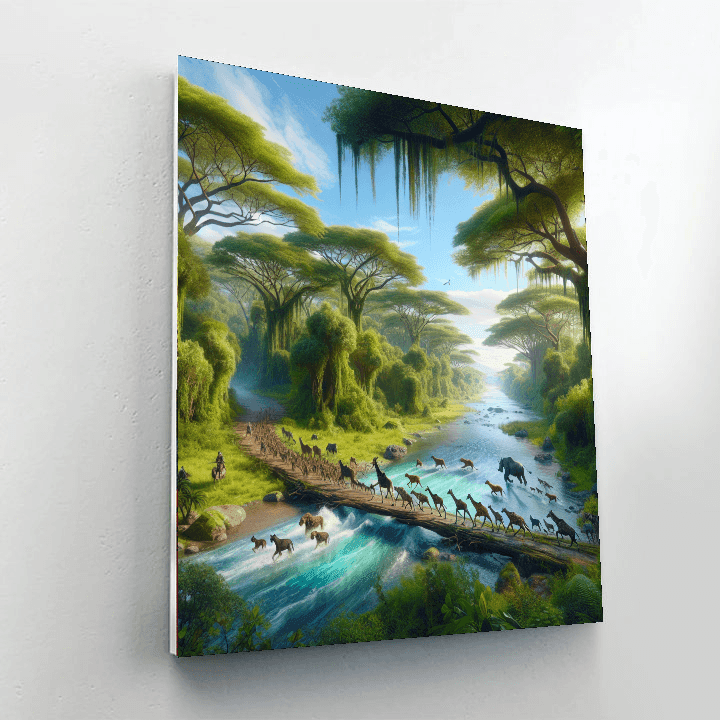 Safari River Crossing Number Painting