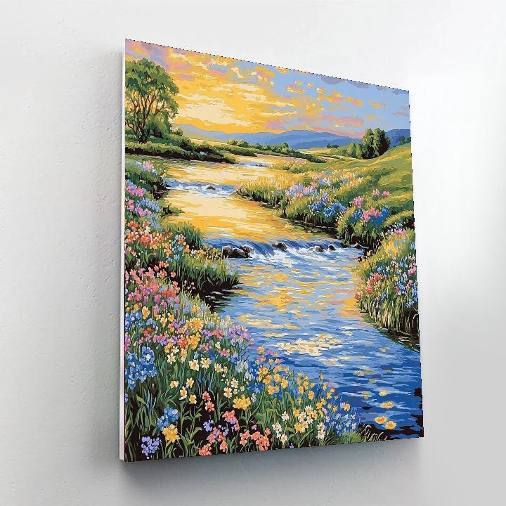 Hiroshige Inspired Serene Riverscape  Number Painting