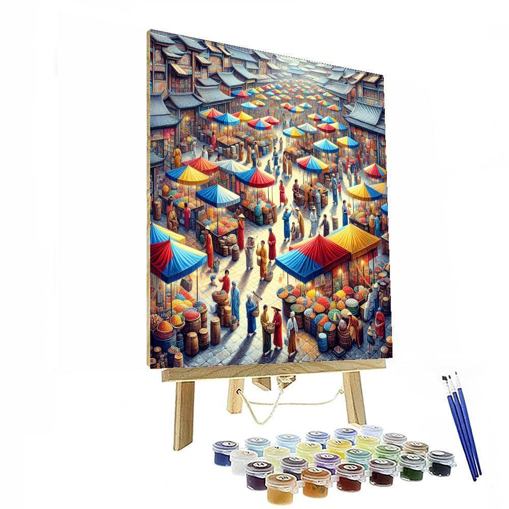 Bustling Asian Marketplace Painting By Numbers Kit