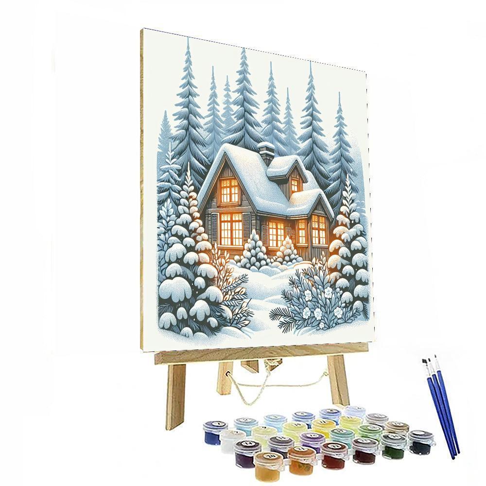 Crisp Winter Cabin Paint By Numbers Art