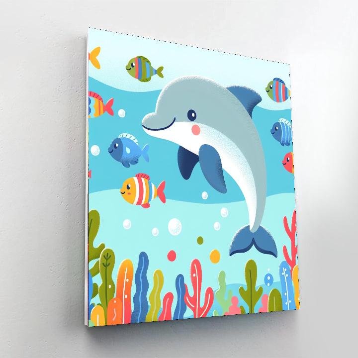 Friendly Underwater Dolphin Painting Number Kit