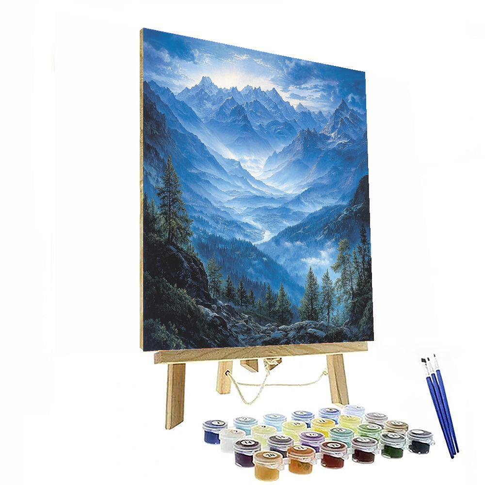 Caspar David Friedrich Inspired Glorious Alpine Peaks  Paint By Numbers