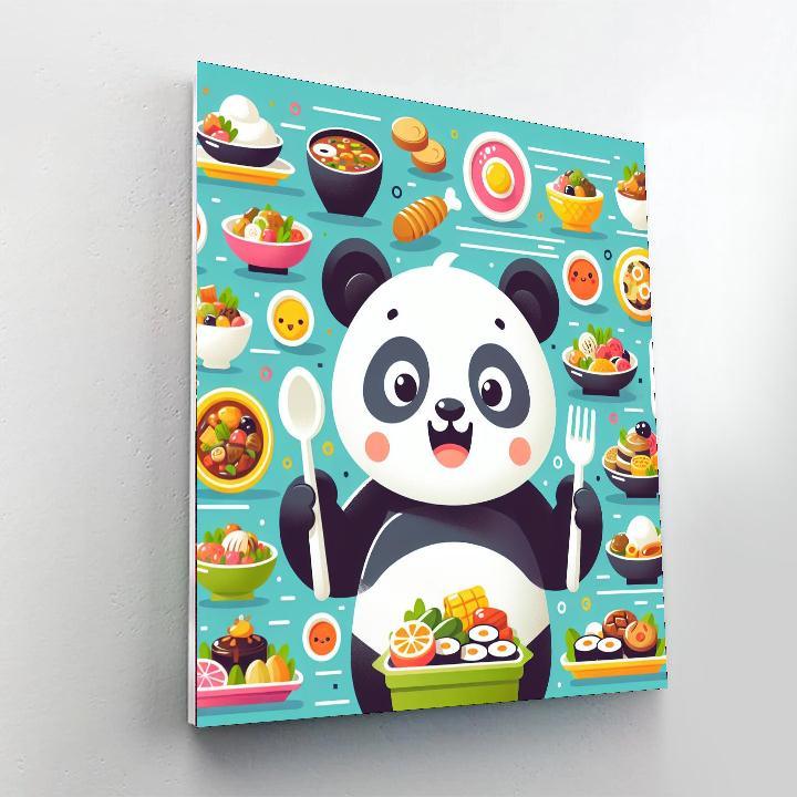 Panda's Culinary Quest Paint By Numbers Art