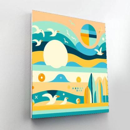 Artistic Ocean Waves Number Painting