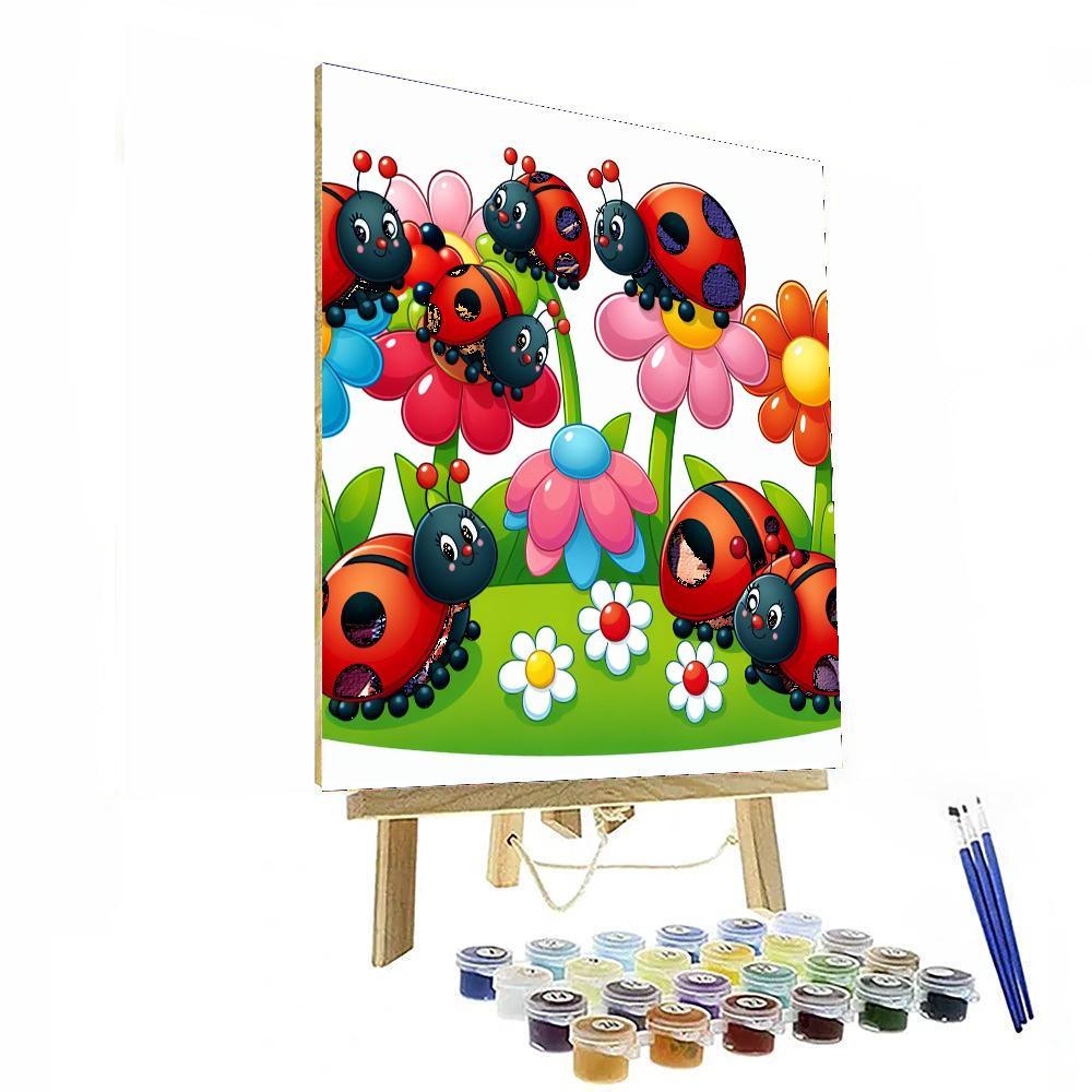 Cheerful Garden Ladybugs Paint By Number