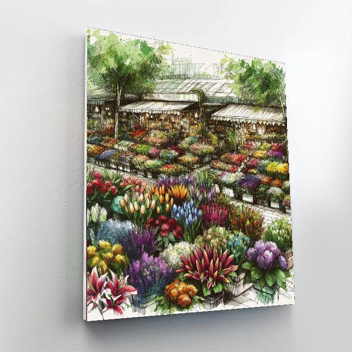 Cheerful Flower Market Painting Number Kit