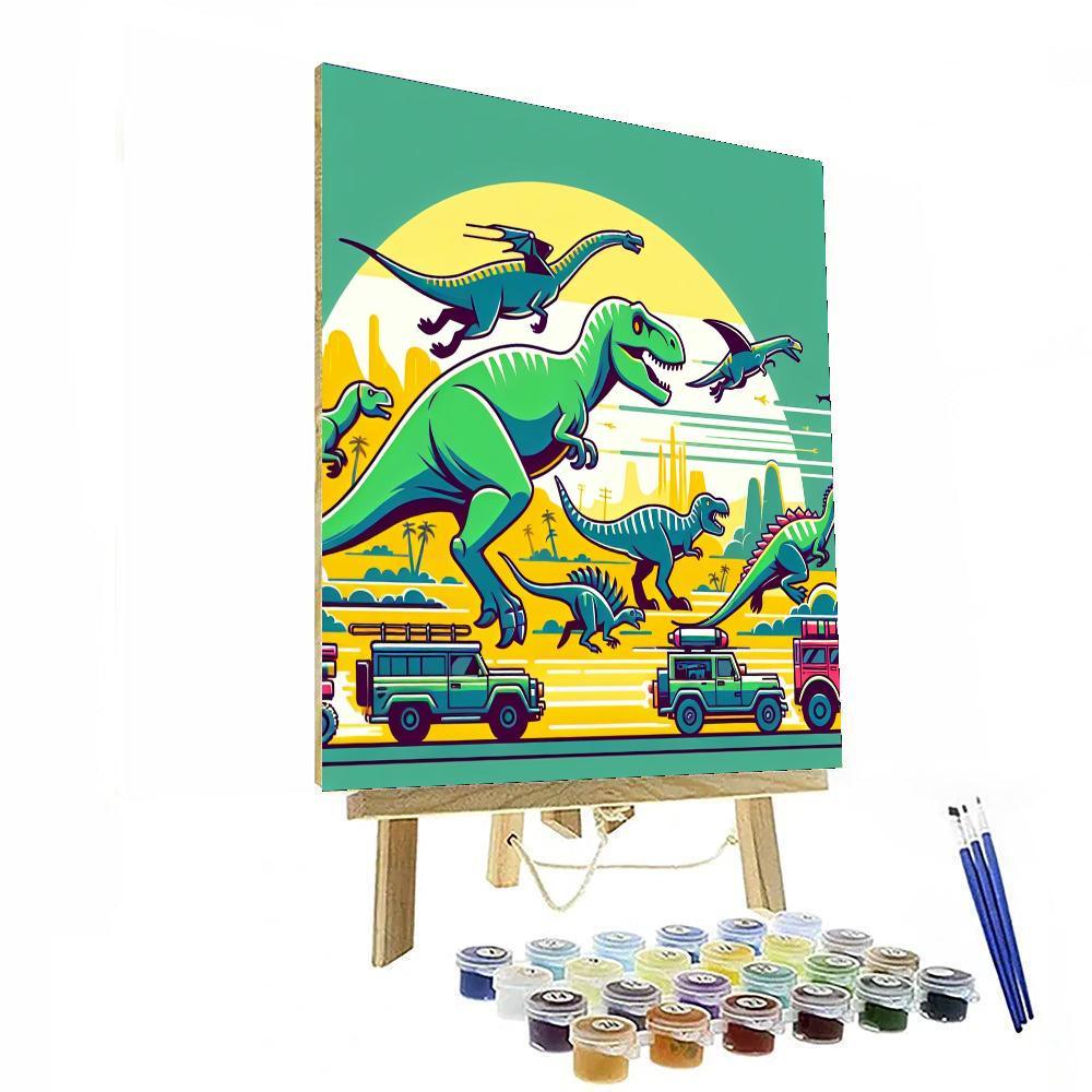 Racing With The Dinosaurs Paint By Color
