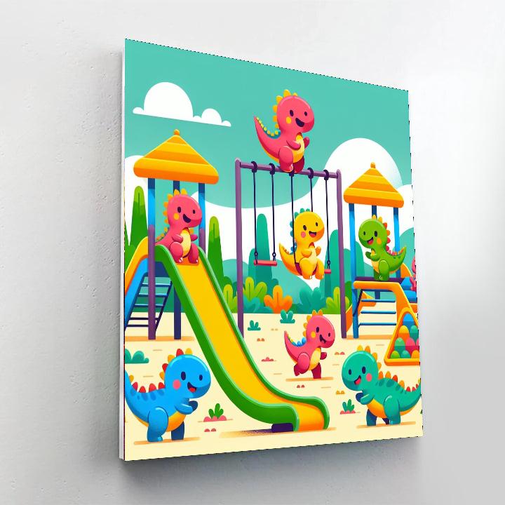 Friendly Dinosaurs Playground Paint By Numbers Art