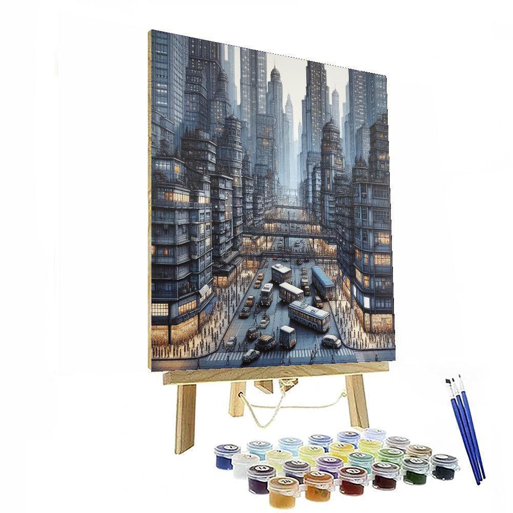 Industrial Cityscape Vista Painting Number Kit