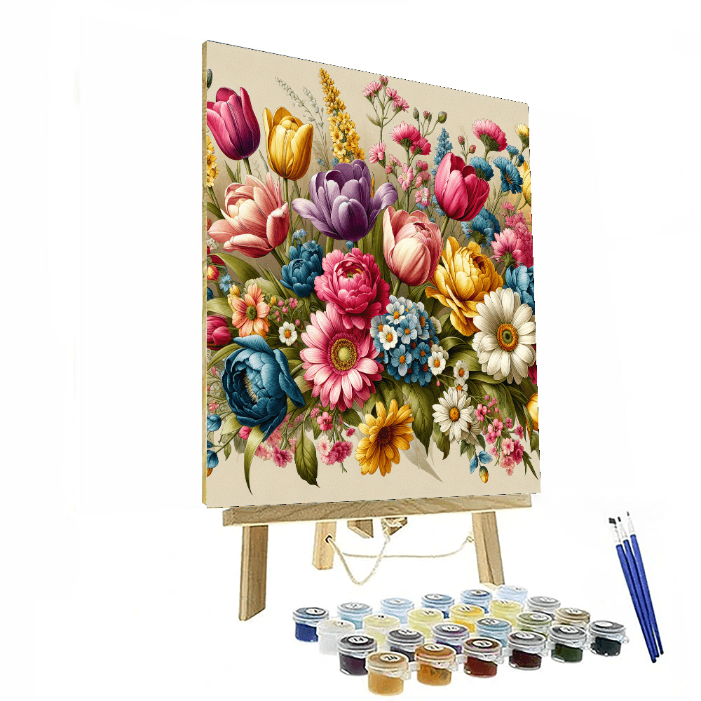 Colorful Flower Bouquet Painting Number Kit