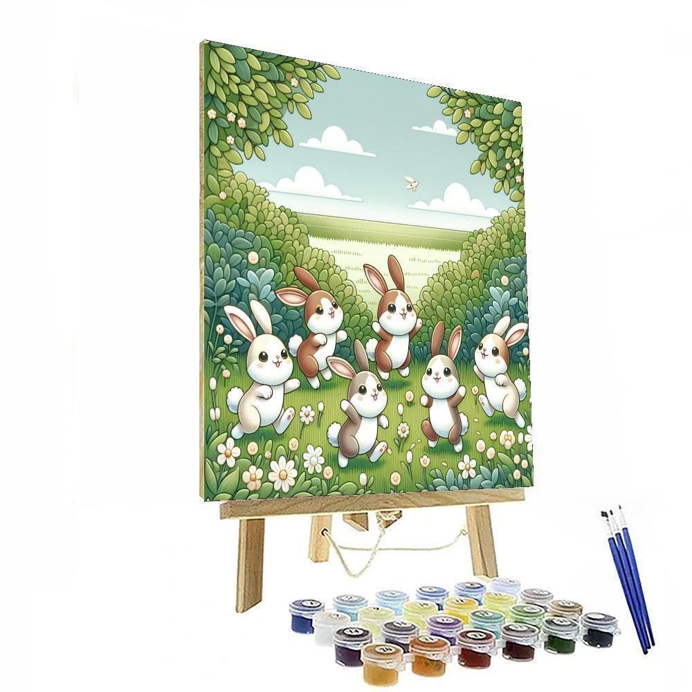Radiant Rabbit Revelry Number Painting