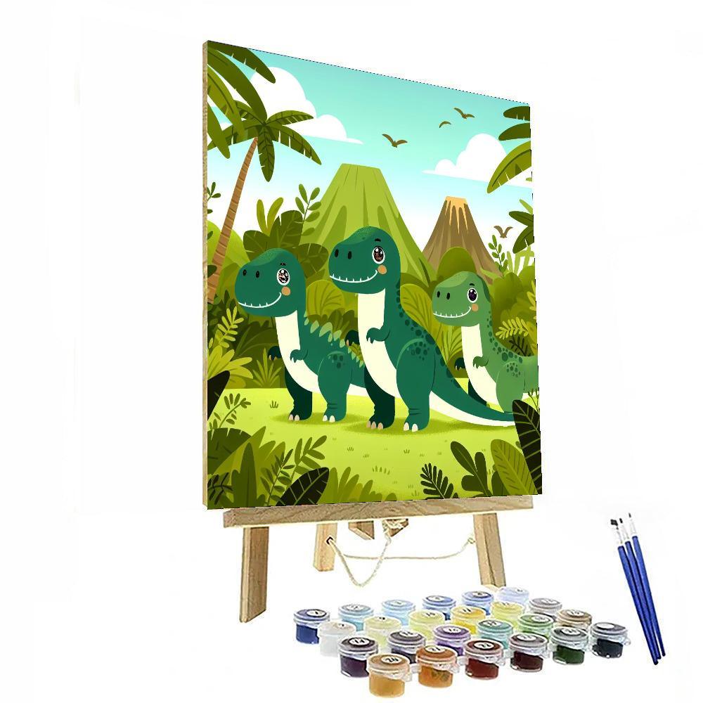Whimsical Dinosaur Safari Painting By Numbers Kit