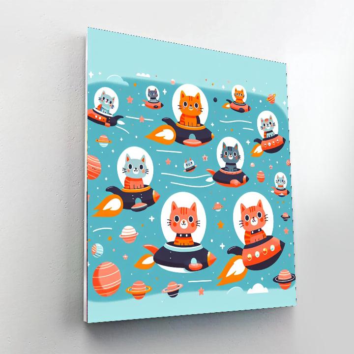 Cosmic Cat Chronicles Paint By Numbers Art