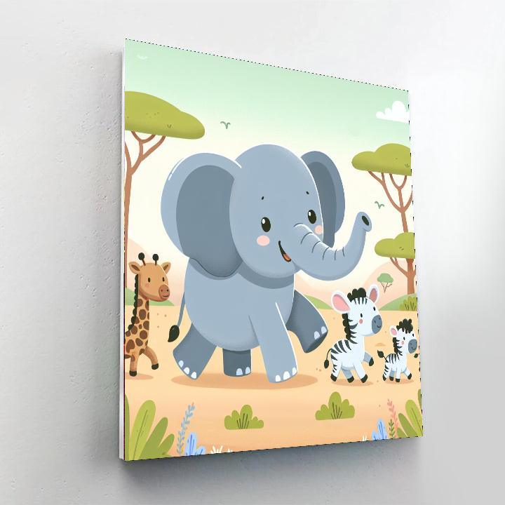 Energetic Elephant's Savanna Stomp Paint By Numbers