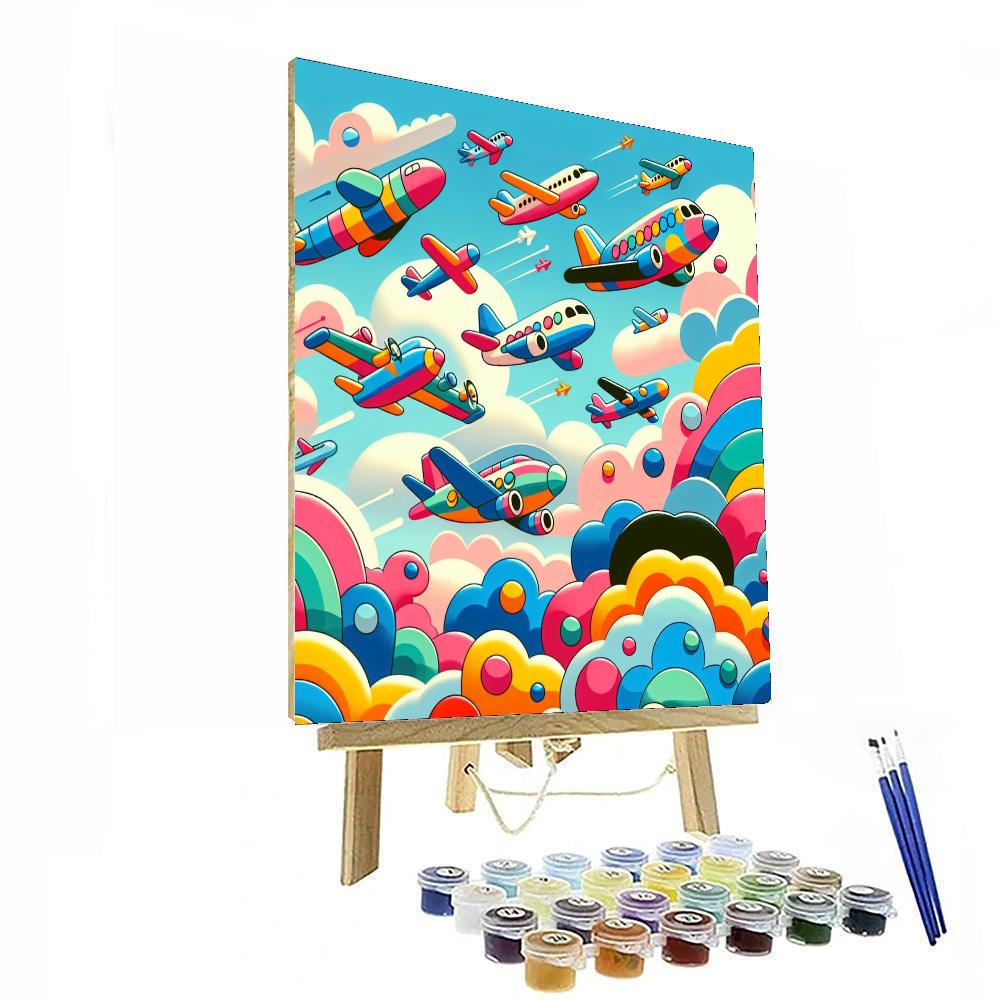 Adventurous Airplanes Number Painting