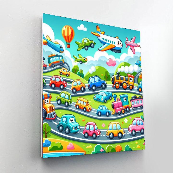 Whimsical Transportation Numbered Painting Kits