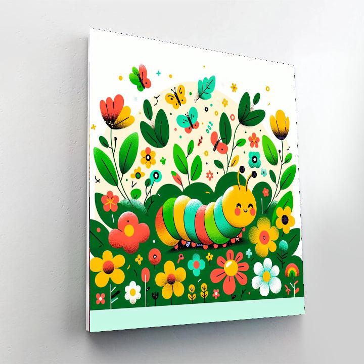 Cute Caterpillar Crawl Painting By Numbers Kit