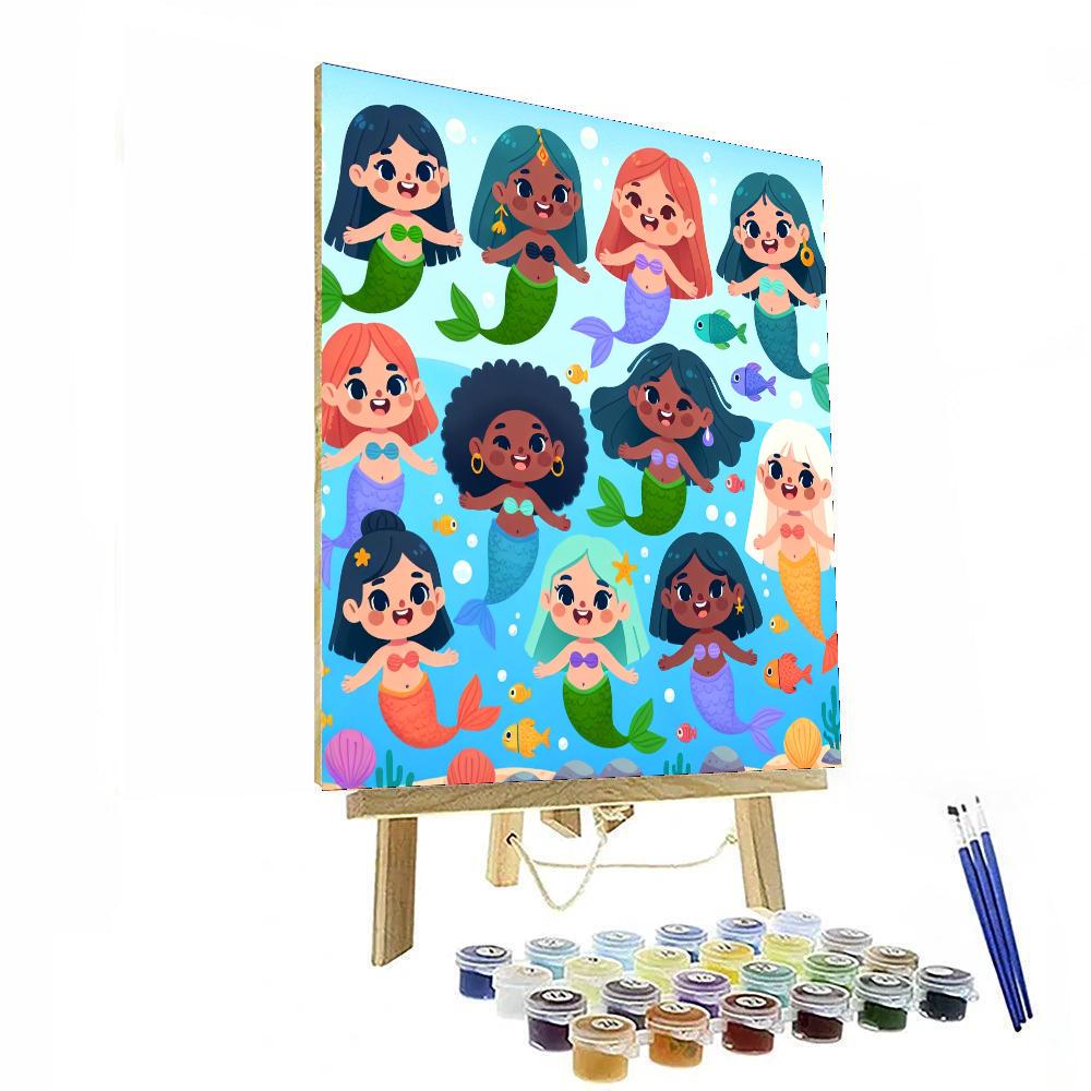Bubbly Mermaid Friends Painting By Numbers Kit