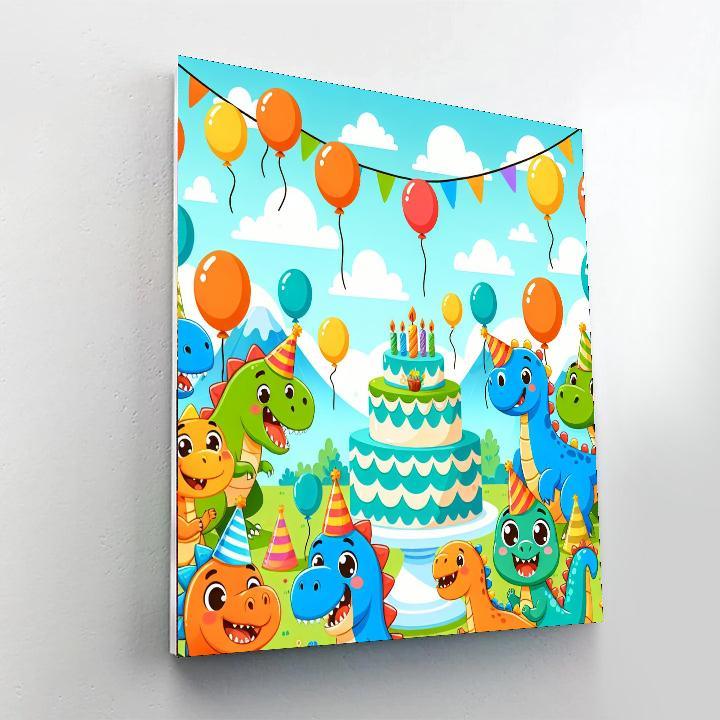 Cheerful Dinosaur Party Number Painting