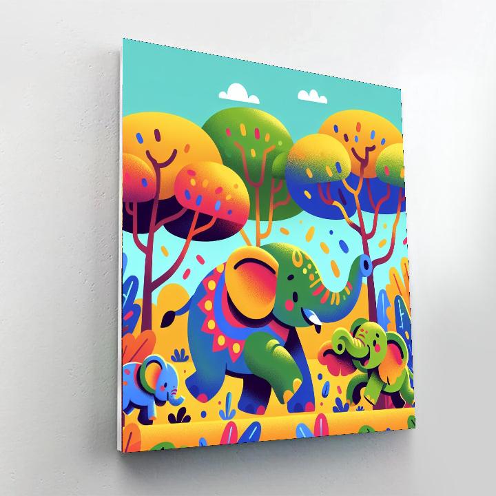 Energetic Elephant Escapade Painting Number Kit
