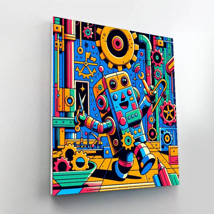 Cute Robot Factory Numbered Painting Kits