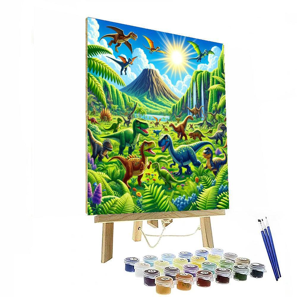 Dinosaurs In Jurassic Jungle Numbered Painting Kits