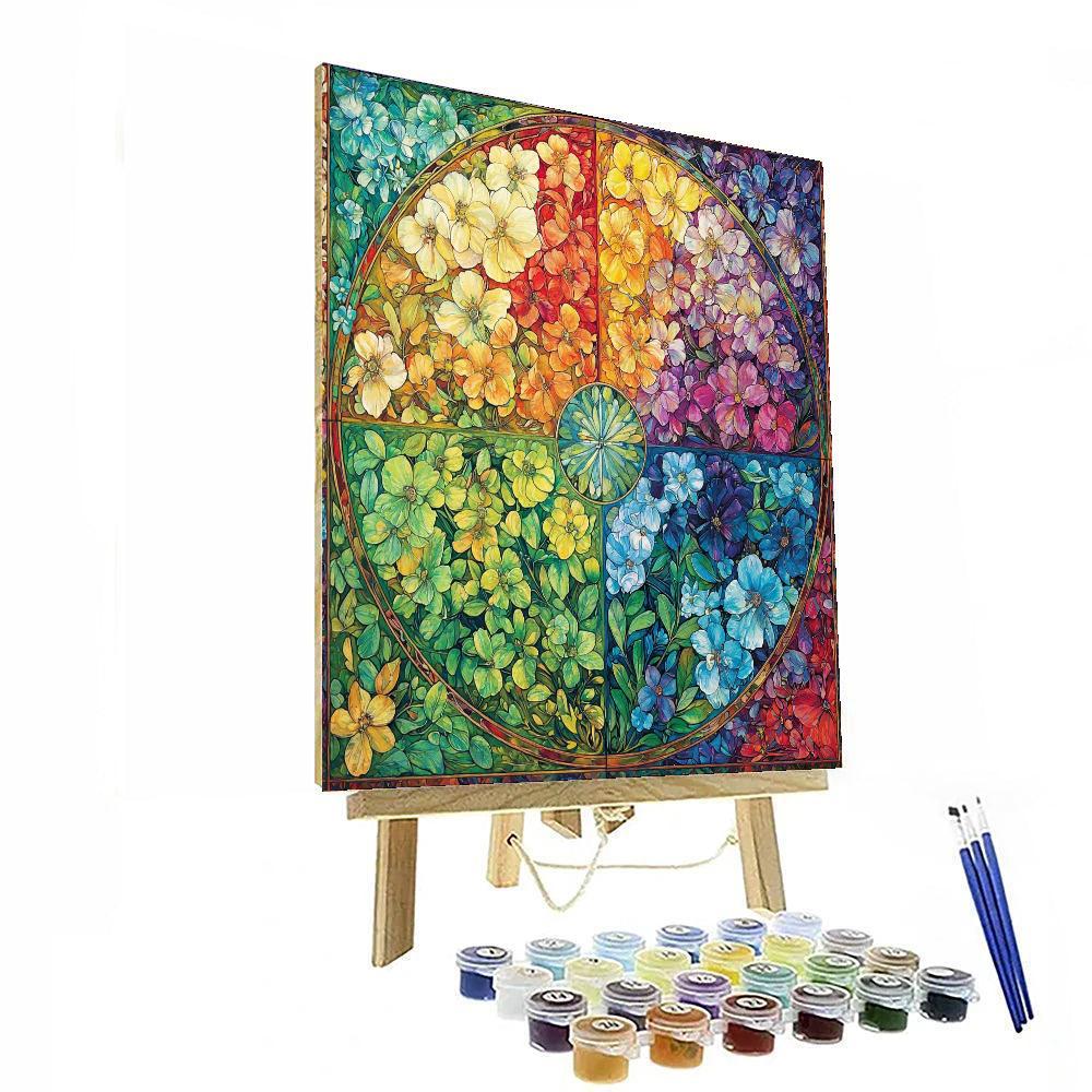 Alphonse Mucha Inspired Luminous Cascade Of Seasons  Paint By Number