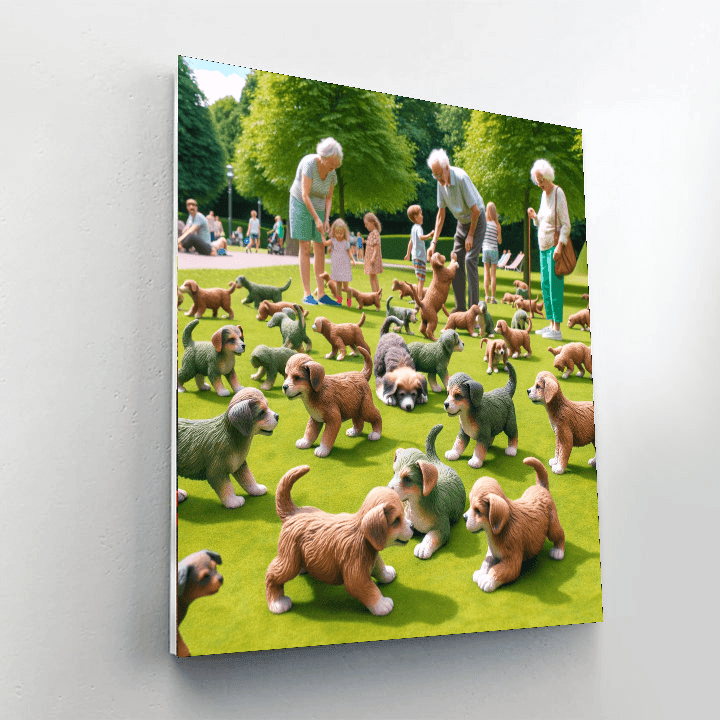 Playful Puppy Park Paint By Numbers Art