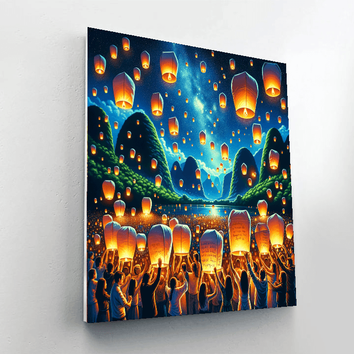 Pingxi Sky Lantern Festival Painting By Numbers Kit