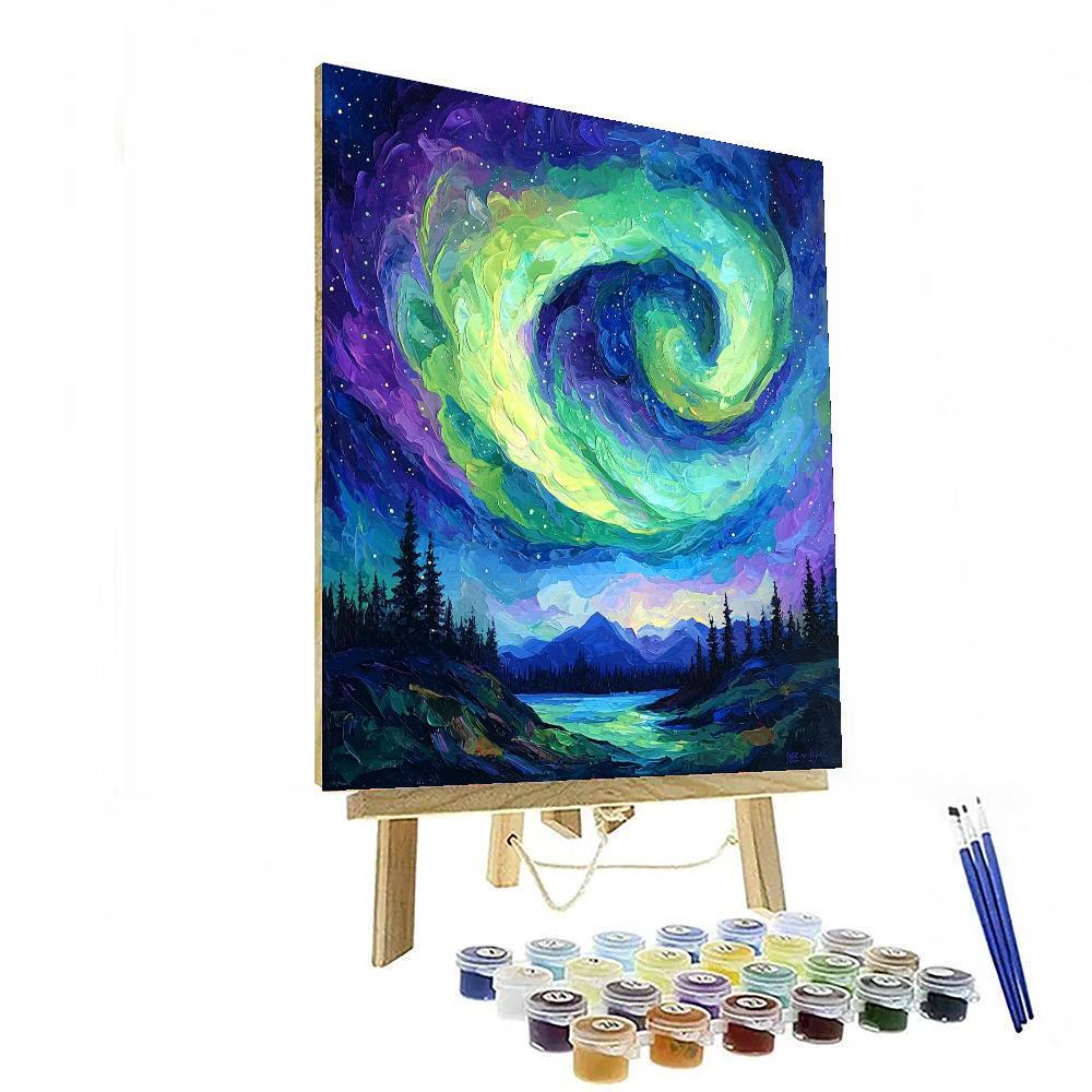 Georges Seurat Inspired Aurora Illumination  Number Painting