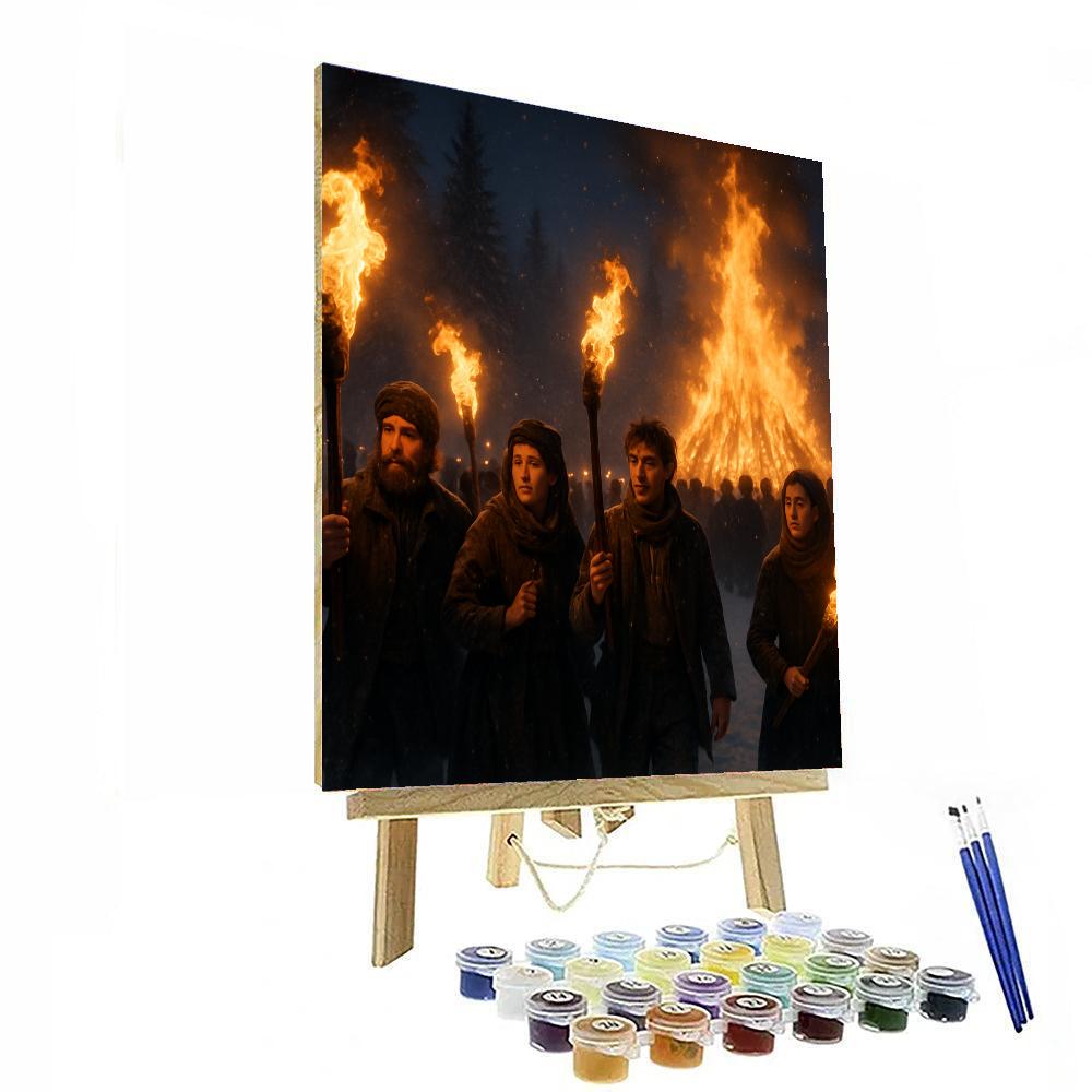 Nozawa Onsen Fire Festival Paint By Numbers Art