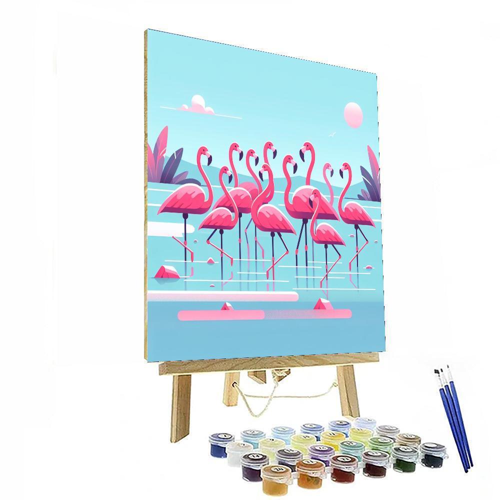 Feathered Flamingo Fiesta Number Painting