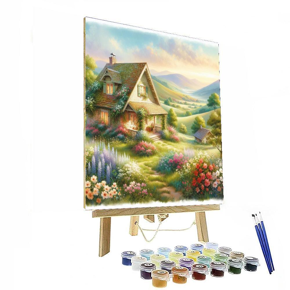 Charming Cottage Landscape Painting Number Kit