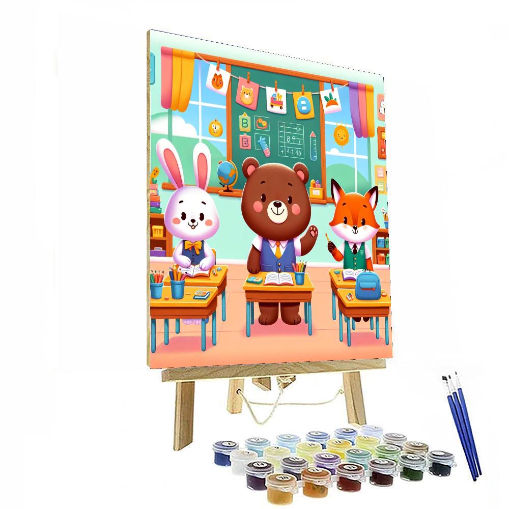 Charming Animal School Paint By Numbers Art