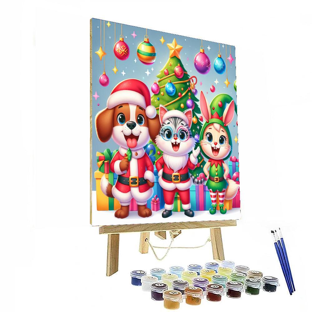 Happy Holidays Animals Numbered Painting Kits