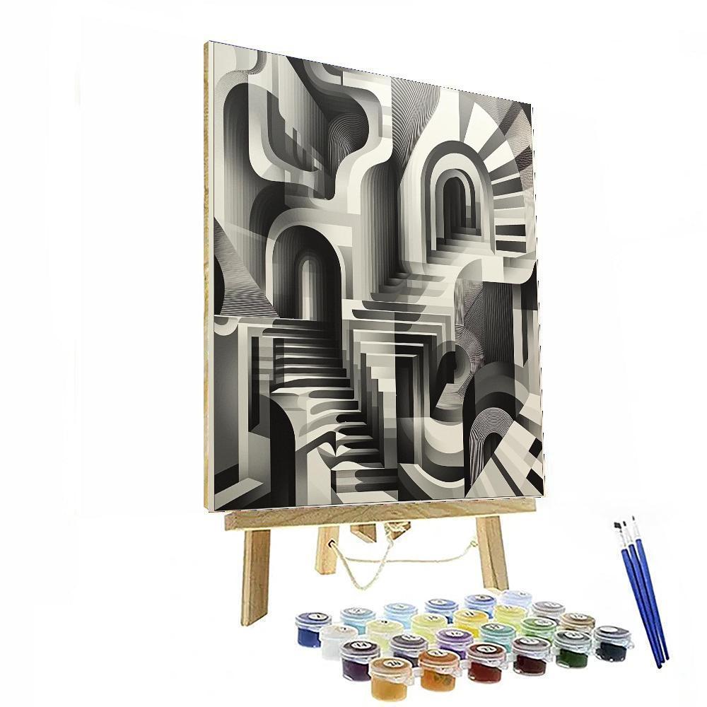 M.C. Escher Inspired Challenging Perceptions  Numbered Painting Kits