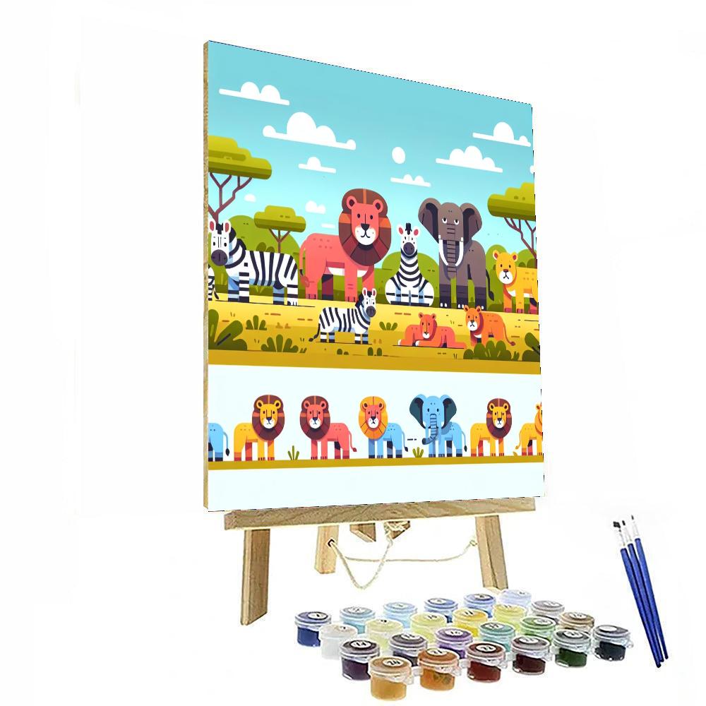 Sunny Savanna Scene Painting Number Kit