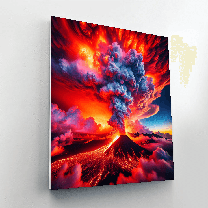 Fiery Volcano Landscape Paint By Numbers