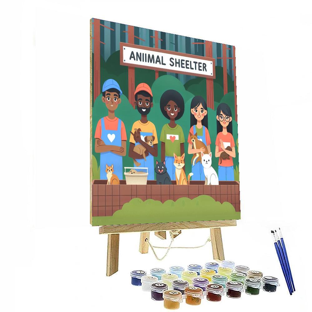 Caring Forest Animal Shelter Painting Number Kit