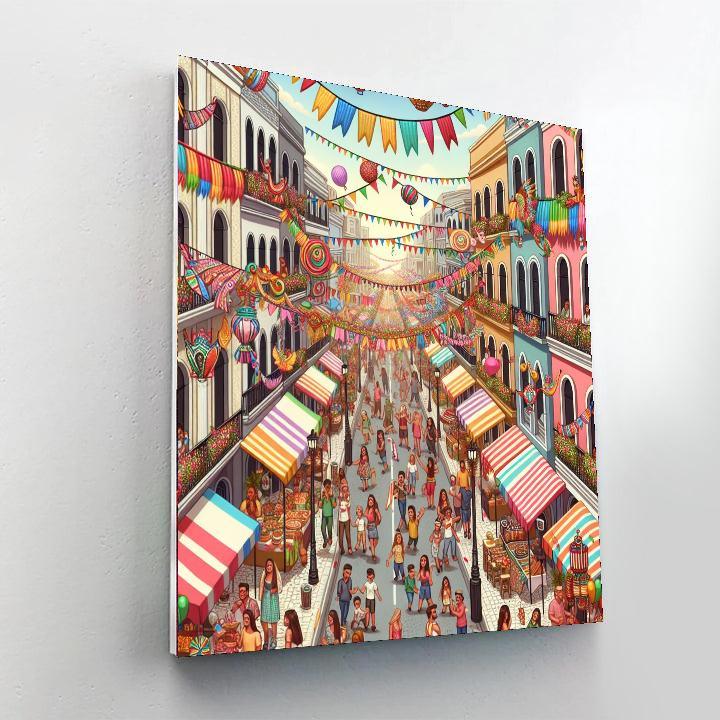 Vibrant Street Festival Paint By Numbers Art
