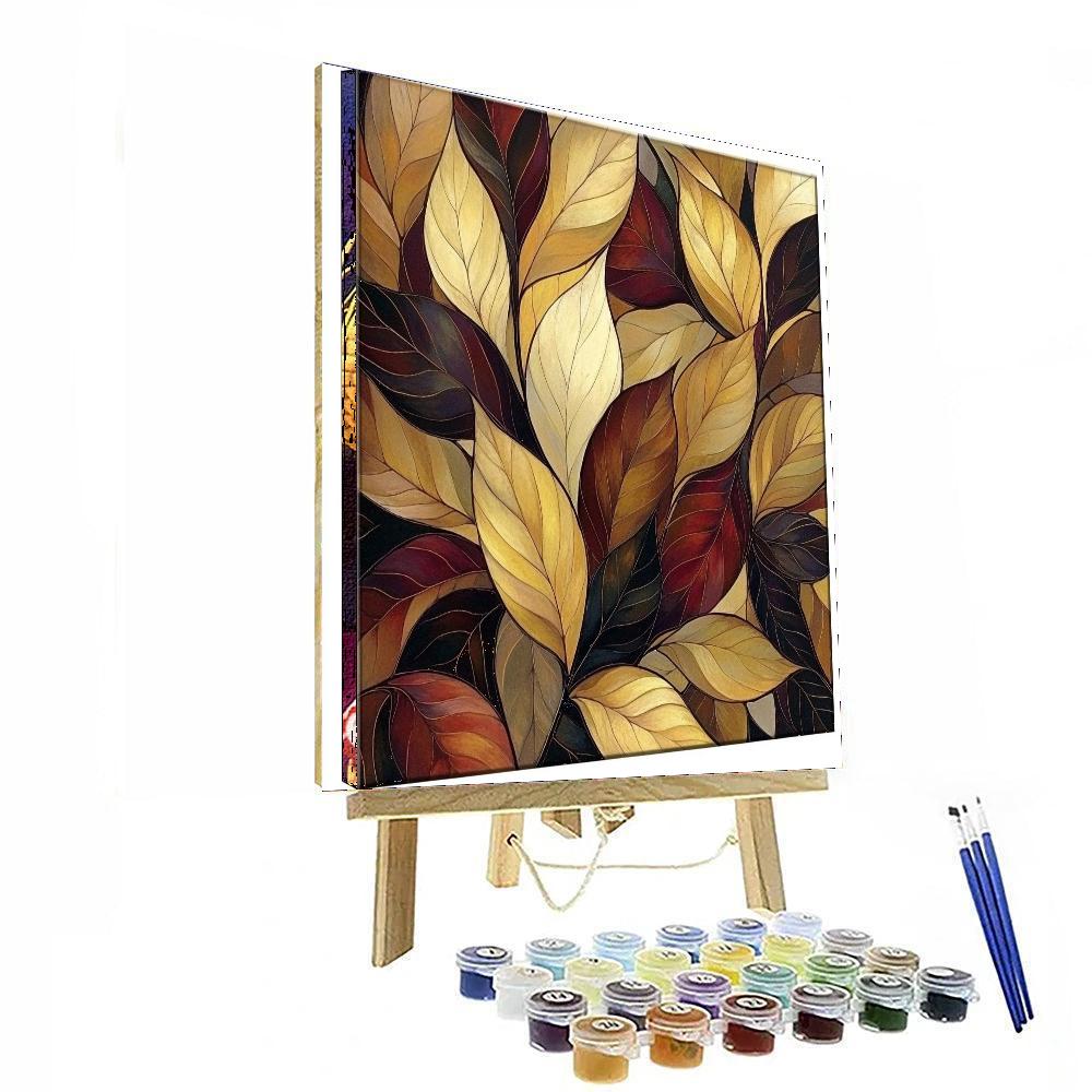 Alphonse Mucha Inspired Whirling Leaves  DIY Paint By Numbers