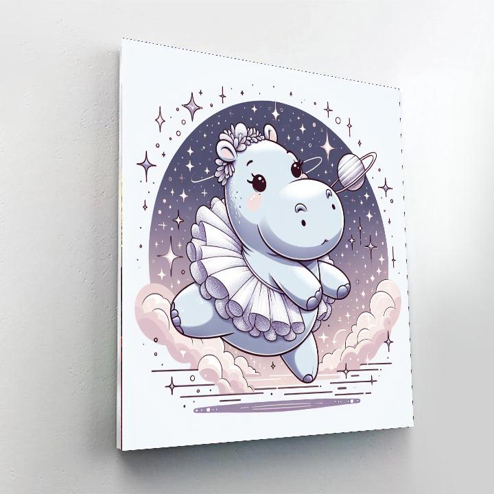 Space Ballet Hippo Number Painting