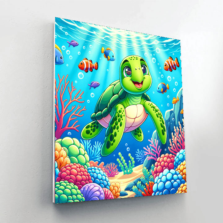 Friendly Ocean Turtles Painting By Numbers Kit