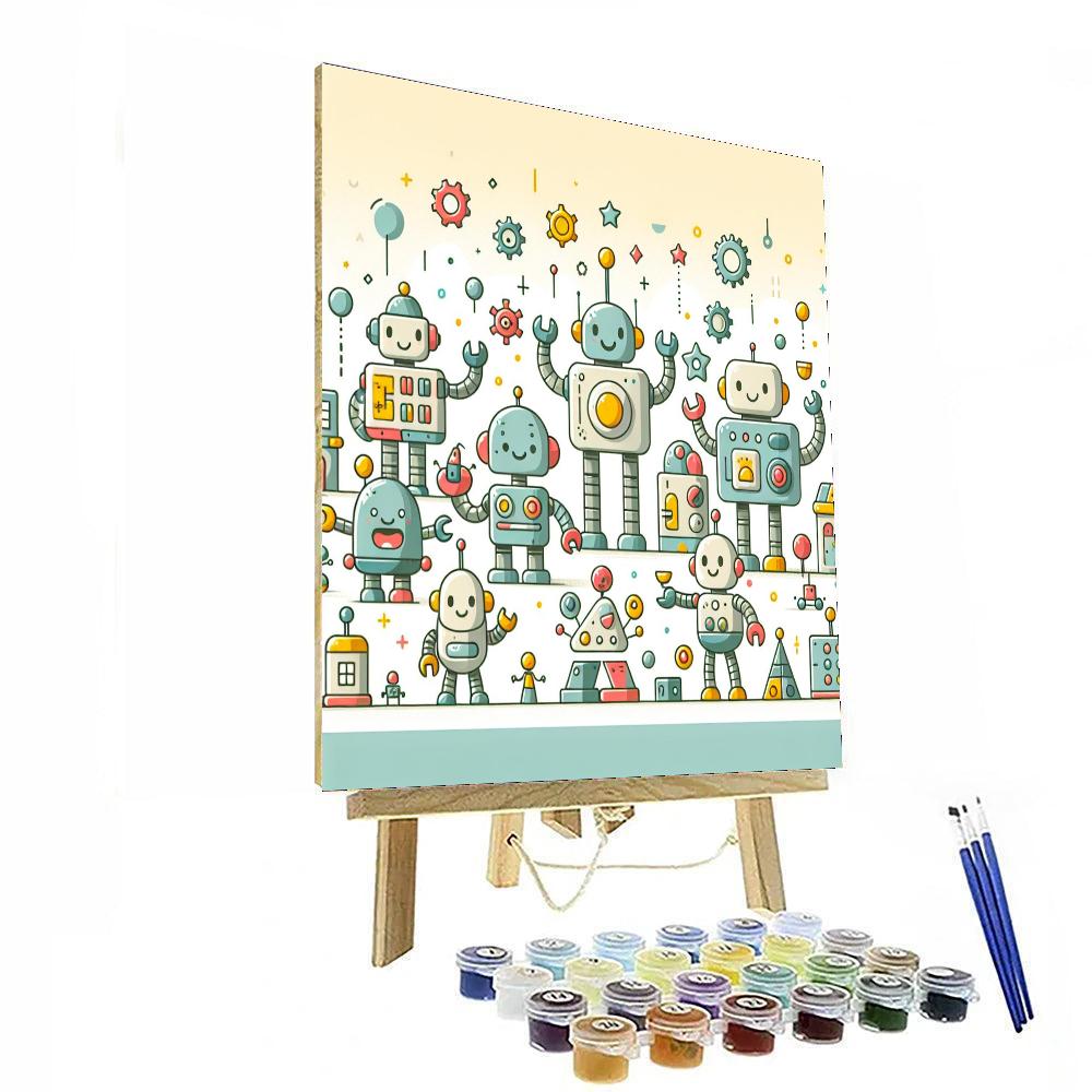 Super Silly Robot Adventure Painting Number Kit