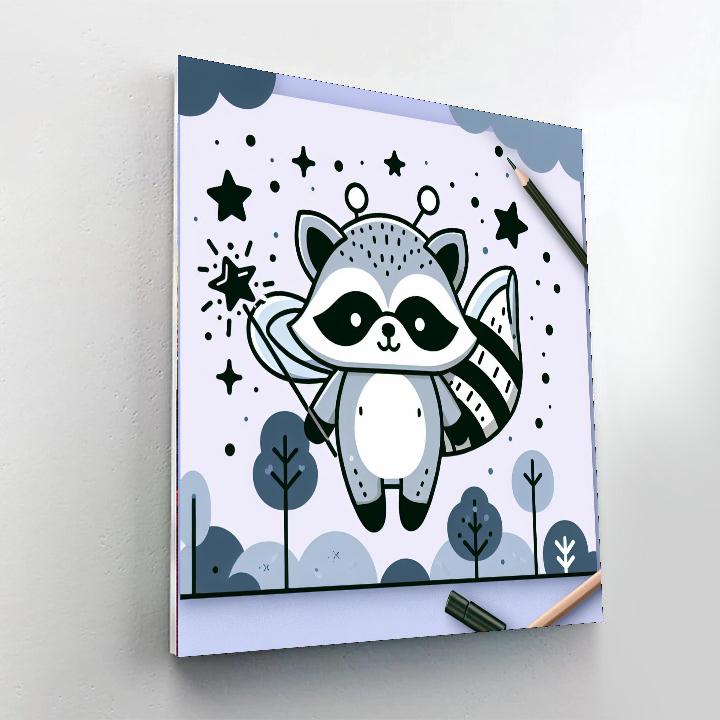 Forest Fairy Raccoon Number Painting