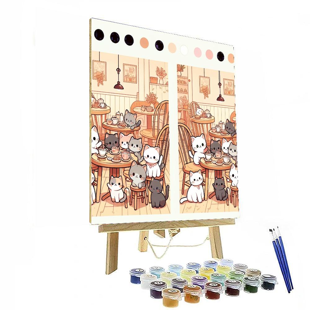 Cute Cat Café Painting By Numbers Kit