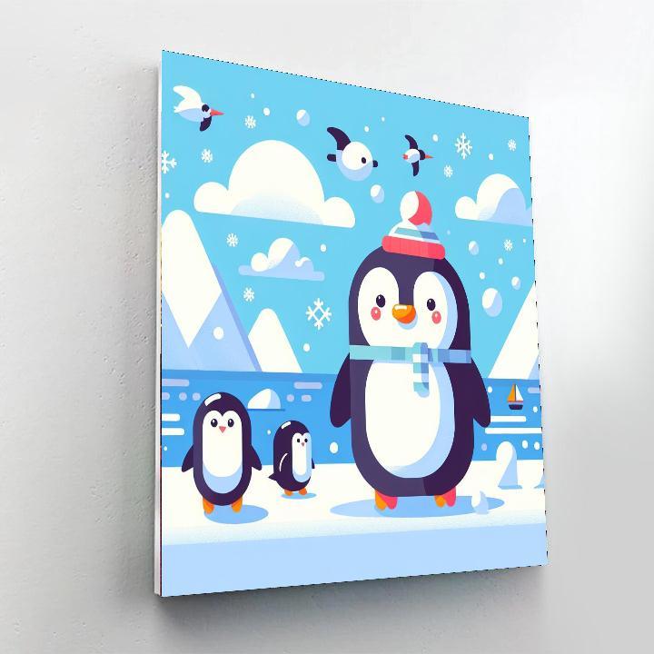 Penguin's Arctic Adventure Paint By Numbers Art