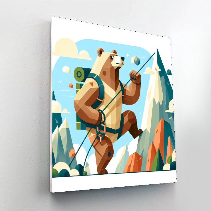Mountain Climbing Bear Number Painting