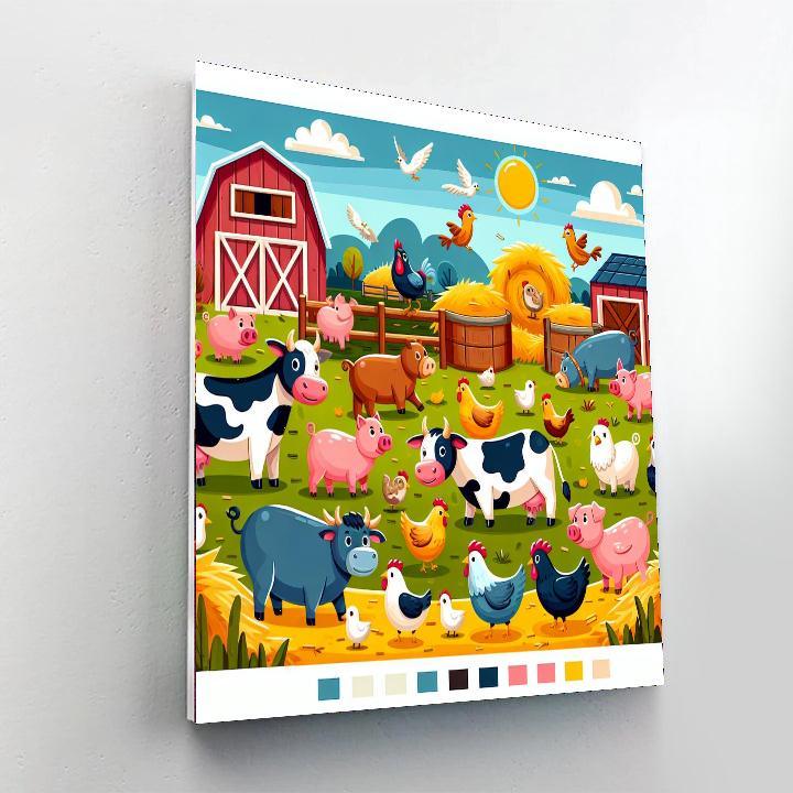 Farmyard Animal Party Numbered Painting Kits