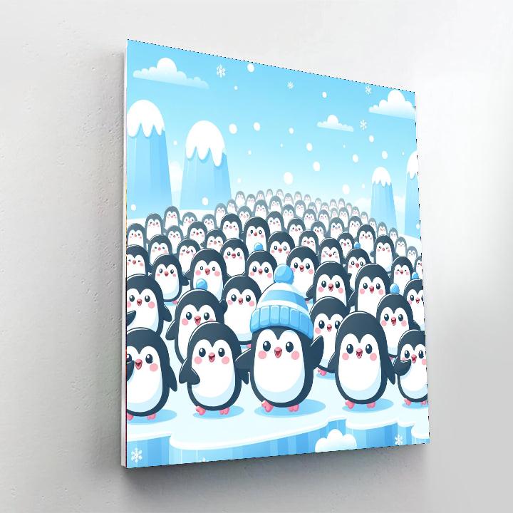 Cuddly Penguin Parade Paint By Numbers Art